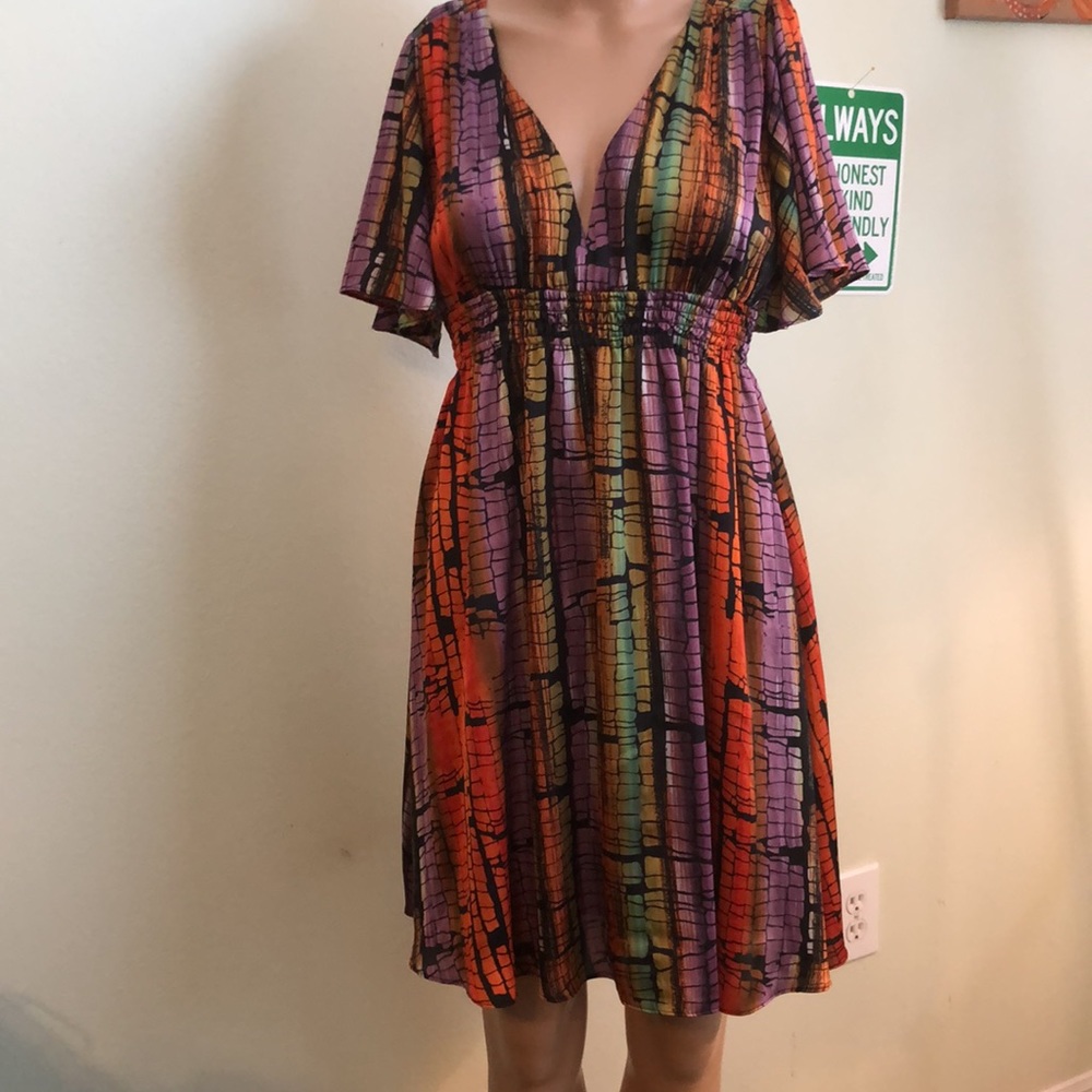 Bcbgeneration Bright Multi Colored Empire Dress S… - image 2